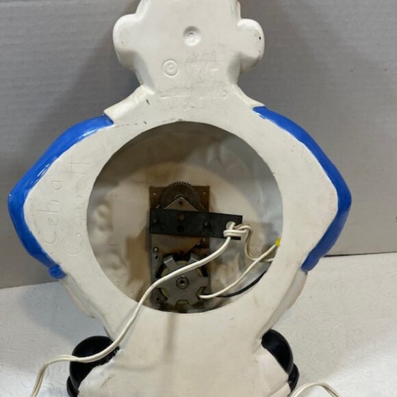 VTG Hand Painted Ceramic Wall Clown Working Clock Decor 13"x9.5" - Picture 8 of 16